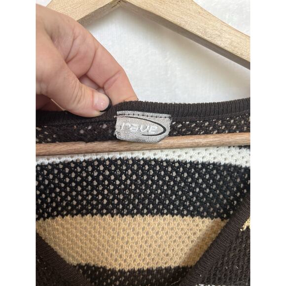 Vintage Y2K Rave Womens Knit Sweater Cardigan Duster Size M Striped Coachella - Picture 5 of 14